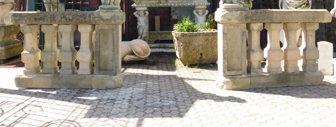 dars428 - Paar Balustraden aus Stein, ergänzt mit zwei nicht zeitgleichen Putten
